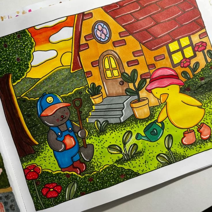 Niña coloreando diseño 3
